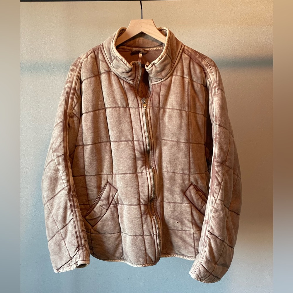 Free People Dolman Quilted Knit Jacket | Champagne Diamonds | Size M